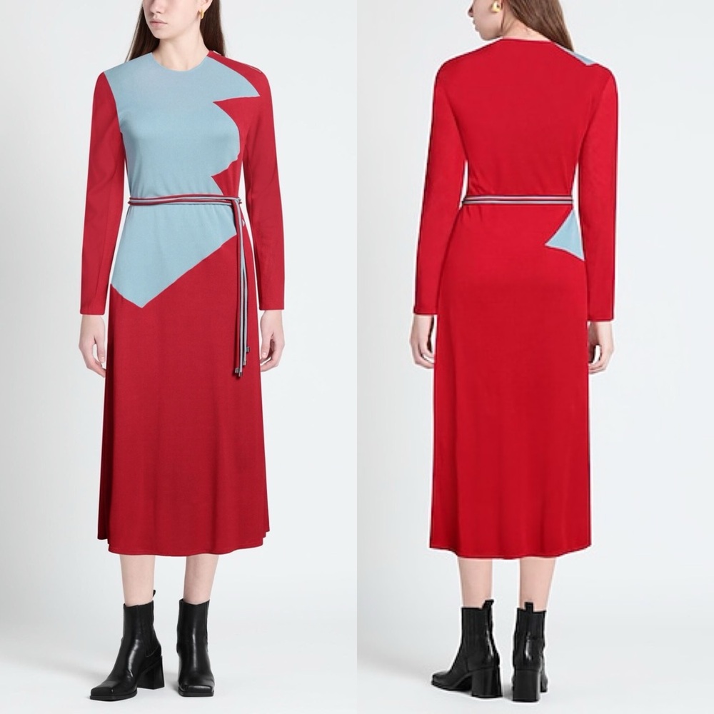Tory Burch Runway Colorblock Honeycomb Jersey Midi Dress Size 6 - Picture 8 of 15
